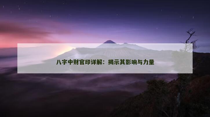 八字中财官印详解：揭示其影响与力量